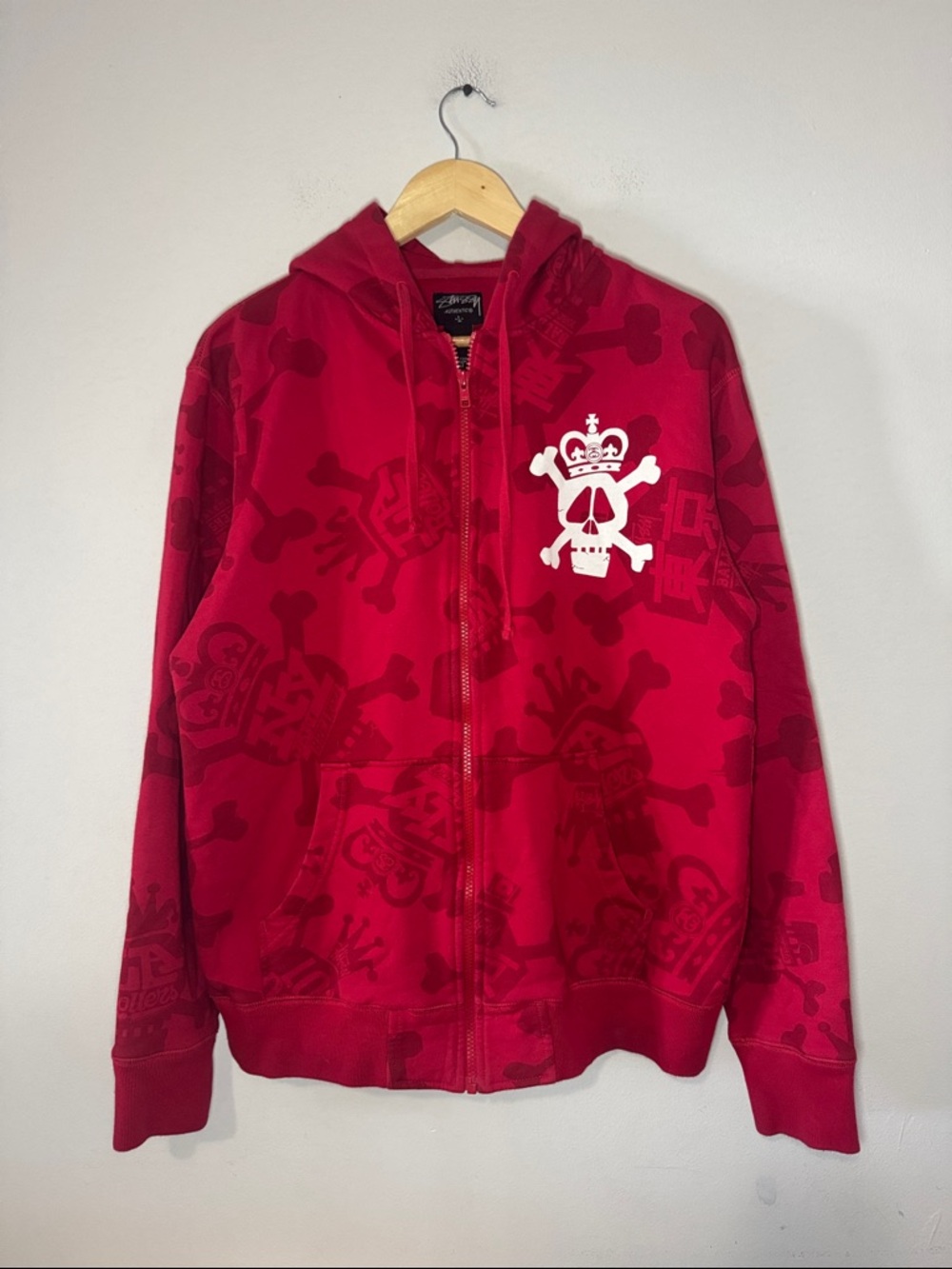 Vintage Stussy Skull Crossbones Hoodie / Zip Up / Large / 2000s